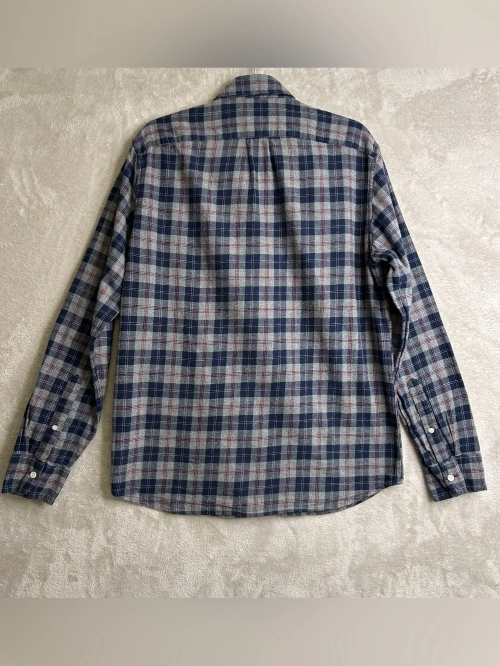 J. Crew Plaid Button-Down Shirt - Gray, Navy, Red ~ Sz L Western, Relaxed, Cozy